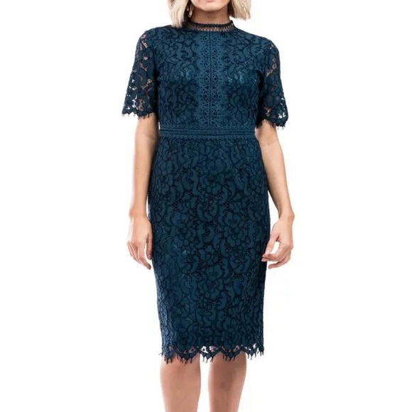 *NWOT* Rachel Parcell Lace Sheath Dress Dark Blue Size Large - Picture 2 of 10
